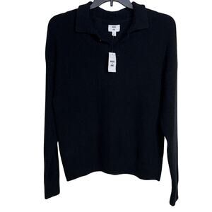 Mode of One Mens Long-Sleeve Polo Sweater Deep Black Small $70